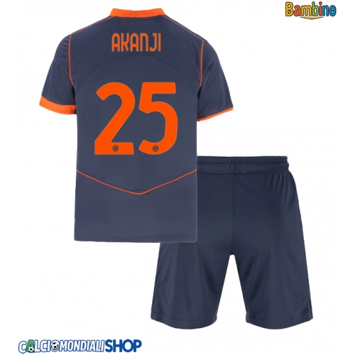 Maglie da calcio Inter Milan Manuel Akanji #25 Terza Maglia Bambino 2025-26 Manica Corta + Pantaloni corti)
